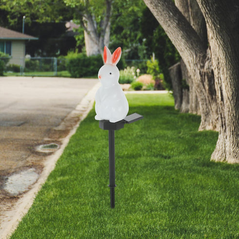 SUPVOX Easter Solar Rabbit Floor Lamp Solar-Powered Decorative Garden Light with Ground Stake Waterproof Outdoor Yard