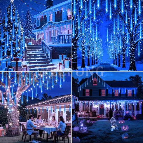 12 Inch 8 Weepong Meteor Shower Lights Outdoor Christmas Lights UL Certified Falling Rain Drop Snowfall Icicle