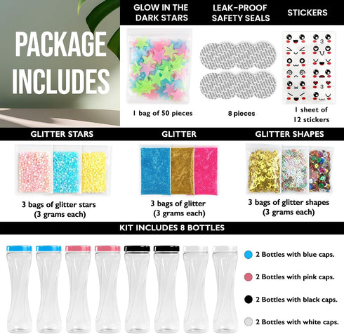 8 10 oz Sensory Bottle Kit Leakproof Plastic Bottles with Caps Calm Down Bottle DIY Sensory Bottles Fillers