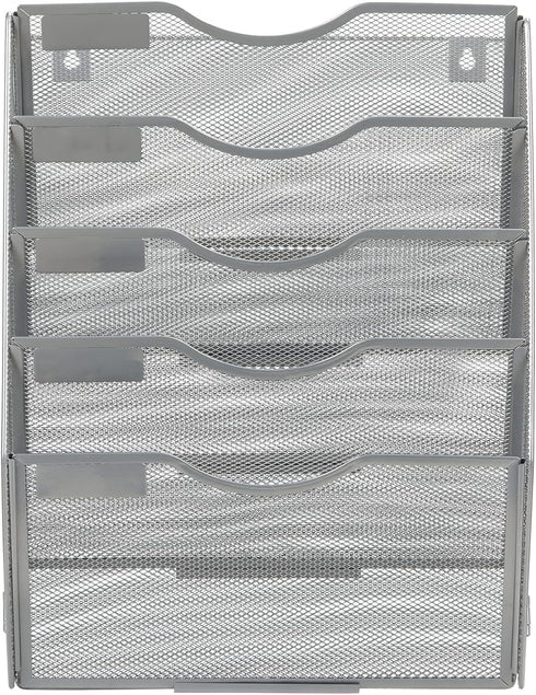 EasyPAG Silver Mesh Wall File Holder, Assemble Office Hanging File Organizer for Papers and Documents