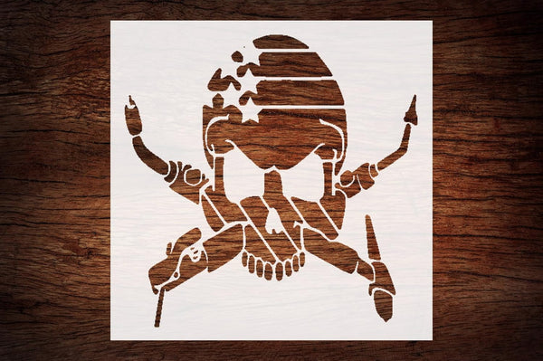 Custom Skull Welder Stencil with Stars & Stripes 5.5" x 5.5" - Patriotic Design for Industrial Crafts