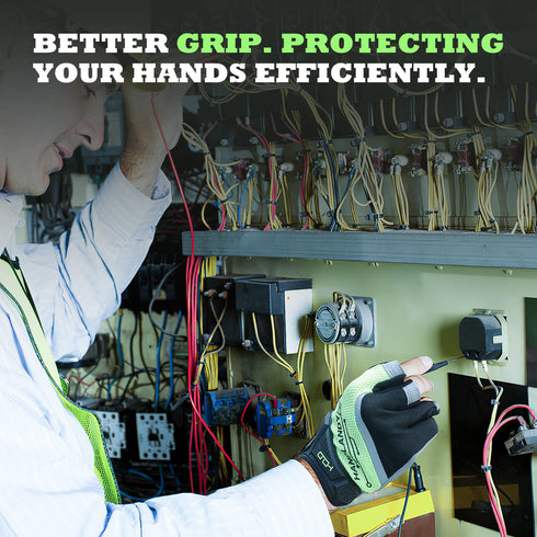 Framer Work Gloves - Fingerless Framing Gloves, Open-Finger Carpenters Gloves, High Dexterity Durable Fit