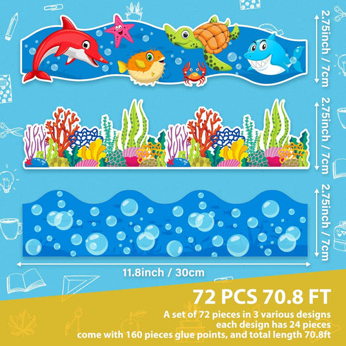 Sabary 71 ft Under The Sea Bulletin Board Borders, Summer Ocean Classroom Decorations, Sea Animals Border Trim
