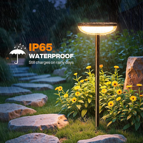 2 Pack 15Hrs, ELECLINK Tall Solar Pathway Lights Outdoor, Solar Garden Lights Outdoor Waterproof Bright Up to Round