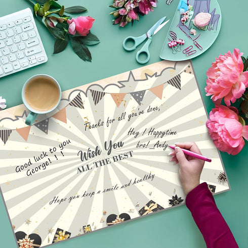Large Thank You Card with Envelope, Jumbo Appreciation Card Black Gold, Giant Thank U Guest Book for Men Women Signing