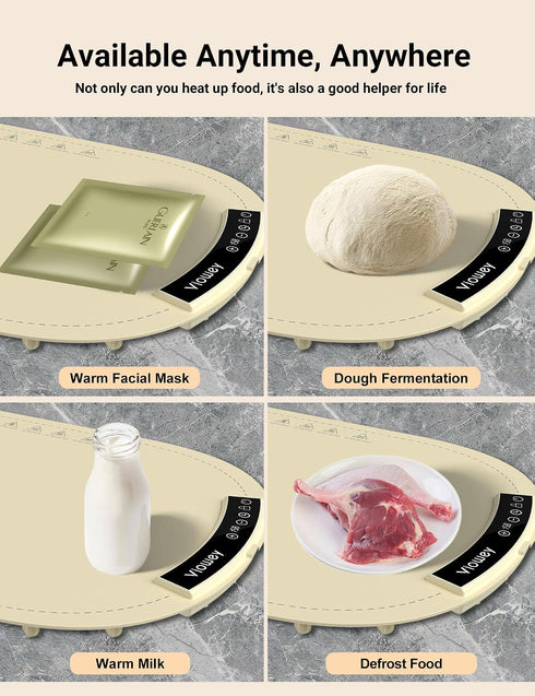 7 Settings 4 10s, Warming Mat for Food, Food Warming Mat, Electric Warming Tray with Temperature and Hours Timer