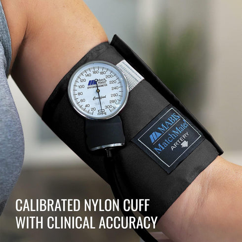 MABIS Blood Pressure Cuff and Dual Head Stethoscope Kit, Home Sphygmomanometer with Calibrated Nylon Cuff, Professional