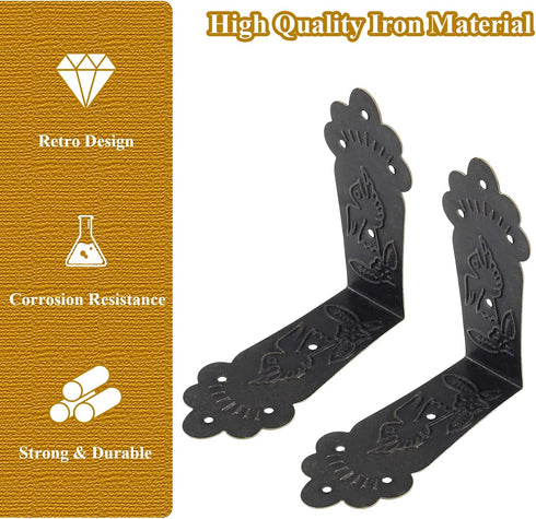 Auvotuis 30Pcs Nails(2.2 0.69inch, Antique Corner Protectors Decorative Metal Right Angle Box Corner Cover Guards