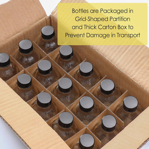 15 Pack, 4 oz 4 120ml Small Clear Glass Bottles with Lids & Stainless Steel Funnels - Boston Sample Bottle for Potion