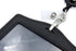 ID Card Case + Lanyard + Badge Holder, Retractable Reel Carabiner, Genuine Leather Horizontal Black