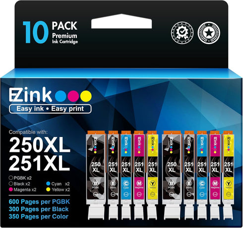 E-Z Ink Compatible Ink Cartridge Replacement for Canon PGI-250XL PGI 250 XL CLI-251XL CLI 251 XL for PIXMA MX922 MG5520