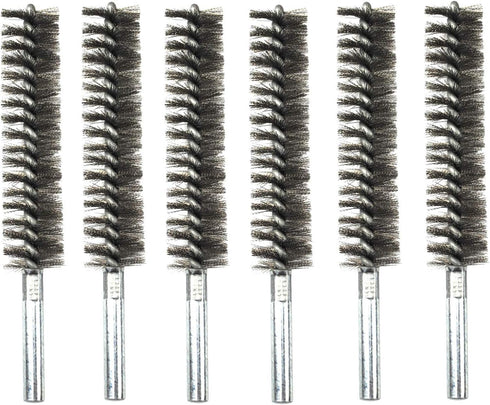 6pcs Pipe Cleaning Brush Set, Stainless Steel Bristles for Auto Parts, Bottles, Guns, Tubes, Etc. (1" 25mm)