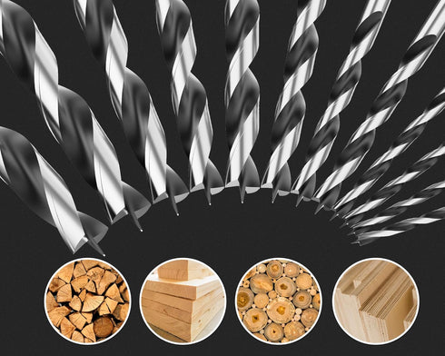 Metric Brad Point Wood Drill Bit Set, 12Pcs with Double Flutes for Carpenter Woodworking (3mm - 12mm)