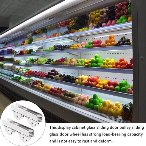 Angoily 10PCS Showcase Window Roller, Mini Sliding Door Rollers Replacement Sliding Door Wheels, 7.0mm Stainless Steel Sliding Cabinet Door Hardware Pulley Clamp for 5-6mm Thick Display Glass Door
