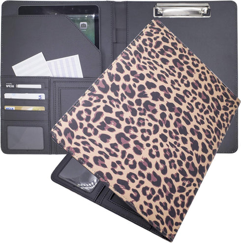 Portfolio Clipboard with Storage, Leather Binder Nursing Clipboard Padfolio for Women, Cute Foldable Office Supplies
