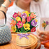 6 Inch 3D Freshcut Paper Pop Up Cards, Mini Festive Tulips, Mini Sized Forever Flower Bouquet Popup Greeting Cards