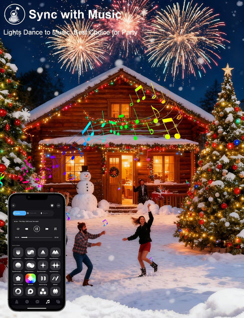200 66Ft echosari Christmas String Lights, LED Color Changing Smart String Lights with App, Music Sync for Bedroom