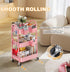 Osivaex 3 Tier Rolling Storage Cart Metal with Wheels, Pink Three Tiered Craft Cart Organizer on Wheels, Utility Carts