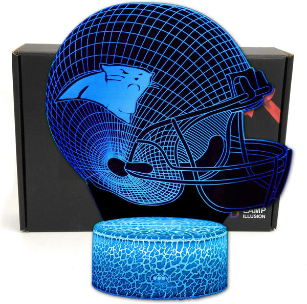 Helmet Shape 3D Optical Illusion Night Light Table Lamp, Gifts for Panthers Fans, Men, Women, Kids