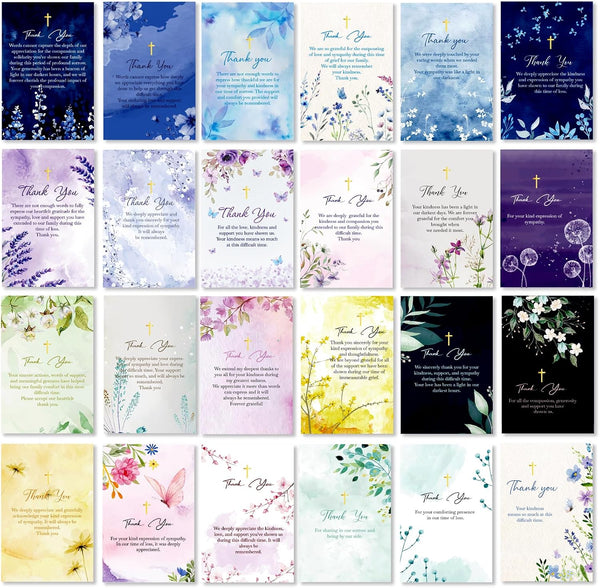 Hunanyume 24 Pack Unique Funeral Thank You Cards with Envelopes & Stickers -