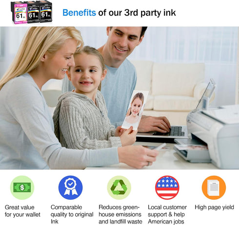 Cartlee 3 Pack Remanufactured 61XL High Yield Ink Cartridges for HP Deskjet 1000 1010 1050 1055 1510 1512 2000 2050