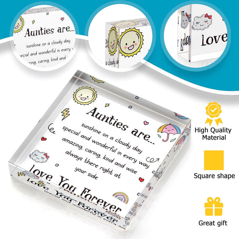 VELENTI - Cute Auntie Birthday Gifts - Elegant Decorative Acrylic Gifts for Auntie - Engraved Symbol Sculpture