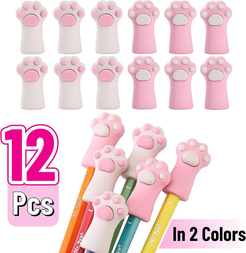 Mr. Pen Cat Paw Top Eraser, 12 Pack, Cute Pencil Toppers for Kids, Fun Erasers, Cap Erasers, Pencil Erasers for School
