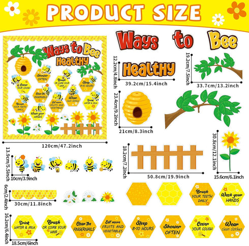 Ways to Bee Healthy Bulletin Board for Classroom Decoration Spring Bee Classroom Decoration Healthy Paper Cutouts Spring Healthy Habits Bulletin Board Decorations for School Wall Decor Supplies by ZOIIWA