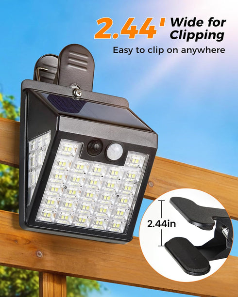 Thumok 72LEDs 600LM (2, Clip On Solar Lights Outdoor,Motion Sensor Outdoor Lights, Clip on Solar Fence Lights Outdoor