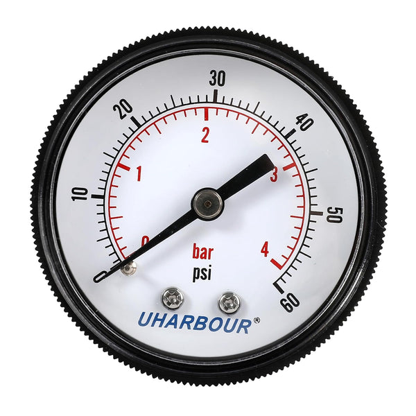 Pool Pressure Gauge, 1/4"NPT Back Mount Swimming Pool Filter Pressure Gauge, Range from 0 to 60psi/kpa