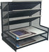 SETTFRFE Office Supplies Desk Organizer, Metal Desktop File Holder with 5-Tier Paper Tray, Black for Efficient Storage