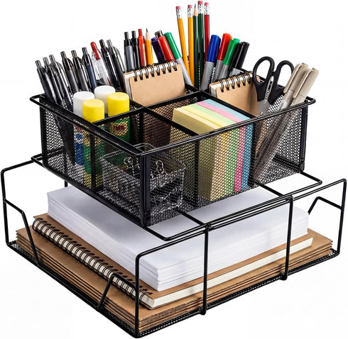 Duraaamo Black Team Material Metal Caddy 11.25 x 12.5 Inch, Classroom Table Storage