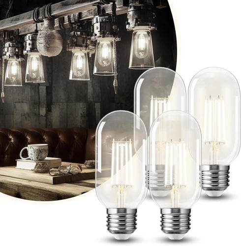 DORESshop 4 Pack LED Edison Bulbs, 4W Antique Filament Bulbs, 40W Equivalent, E26 Base, Daylight 4000K, Non Dimmable