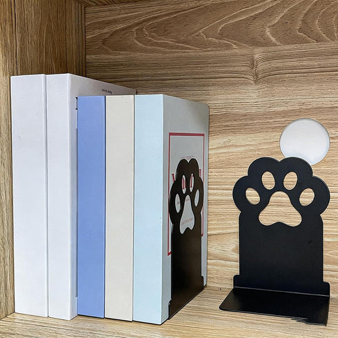 Generic 2 Book Shelf Holder - Pieces Cute Iron Cat Paw Stopper | Modern Book Ends for Desk | for Bedroom Nursery School