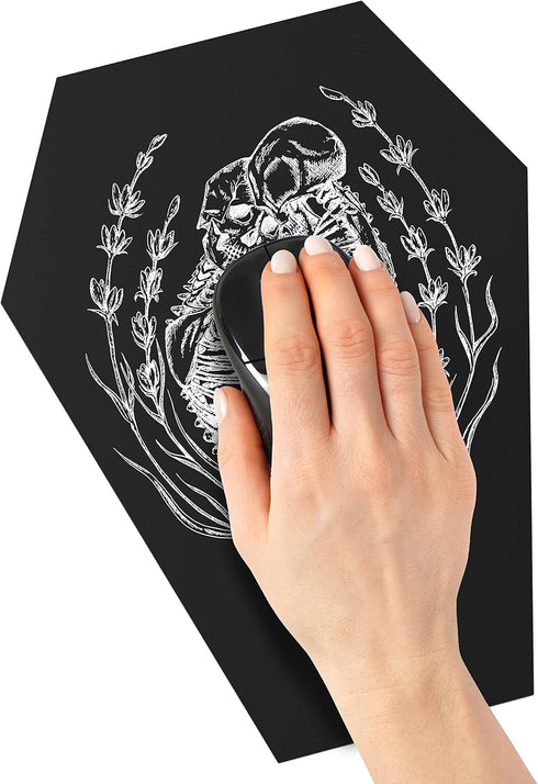 Coffin Mousepad, Gothic Decor Skeleton Mouse Pad, Large 9.75 x 7.325 inches