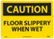 NMC C496RB OSHA Sign, "CAUTION - FLOOR SLIPPERY WHEN WET", 14" x 10", Rigid Plastic, Black on Yellow