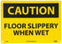 NMC C496RB OSHA Sign, "CAUTION - FLOOR SLIPPERY WHEN WET", 14" x 10", Rigid Plastic, Black on Yellow