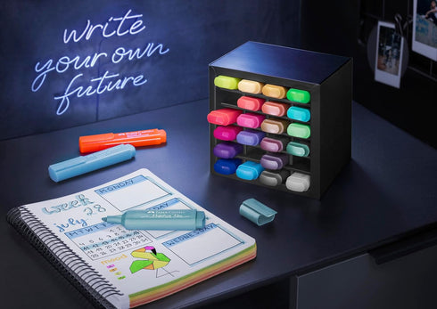 Set 24 Set Faber-Castell Highlighter Desk - Assortment of Chisel Tip Markers, Metallic, Neon, and Pastel - Thin No