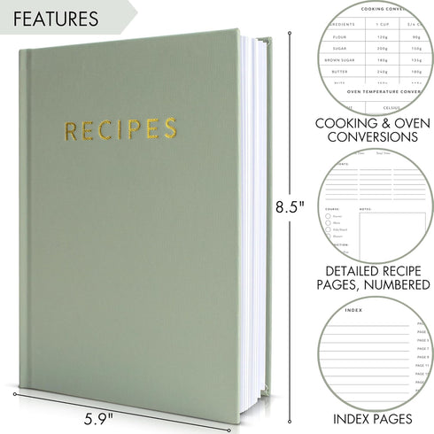 ZICOTO Aesthetic Blank Recipe Book - Waterproof Cover, Perfect Notebook to Organize Your Own Recipes