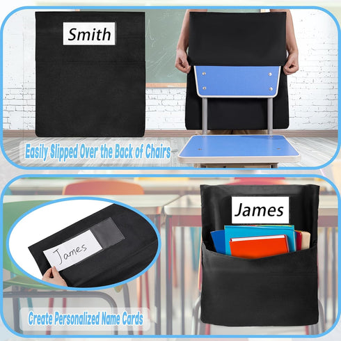 6 20"x17", k-2, PCS Chair Pockets for Classroom Seat Sacks for Classroom Chairs Student Chair Pockets with Name Tag