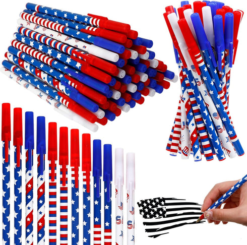 Eaasty American Flag Pens Bulk - Patriotic USA Gel Ink Pens for Independence Day, 4th of July Gifts (96 Pcs)