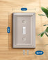 DEWENWILS Single Toggle Wall Plates, Satin Nickel Metal Outlet Covers, 4 Pack Light Switch Cover Plates for Home Decor