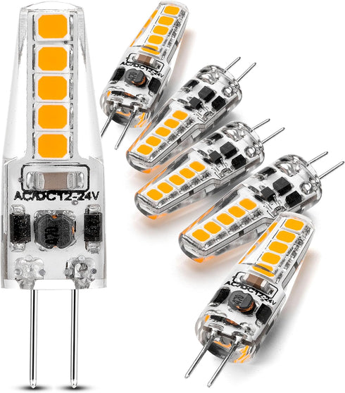G4 LED Bulb Warm White 2700K 3W Equivalent to 20W Halogen, AC/DC 12-24V T3 JC Bi-Pin Base for Outdoor Landscape Lights