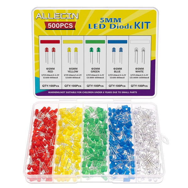 5MM LED Diode Light Assortment Kit 5 Color Low Voltage Circuit Emitting