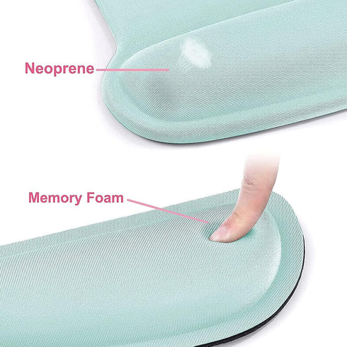 MOSISO Ergonomic Wrist Rest Support Set for Mouse Pad & Keyboard, Mint Green, Non-Slip Base, Pain Relief Cushion with
