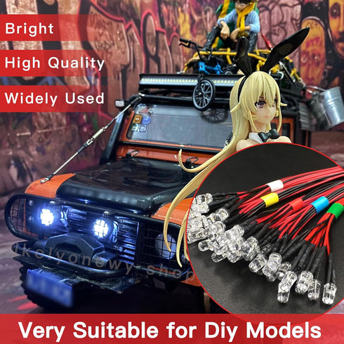 12 Volt 5Mm Pre Wired Led Light Emitting Diodes, Micro Led Lights Diodes for Model Assortment Kit, 12V Mini Single Bulbs