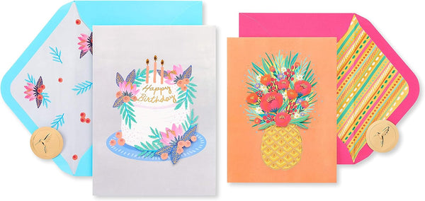 Papyrus Birthday Cards, Cake and Pineapple, 2-Count