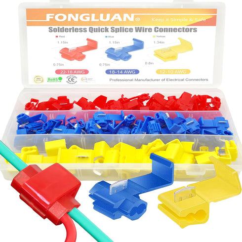 125pcs Solderless Quick Splice Wire Connectors, 22-10 Gauge Scotch Lock Snap Electrical Wire Crimp Terminals Set