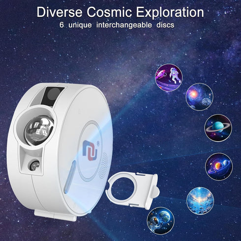 6 37 Smart Galaxy Star Projector Night Light - APP Voice Control, Bluetooth Speaker, Rotatable Nebula Lamp with HD