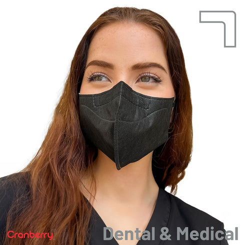 Q2863K 360 3, (Pack 40) Cranberry Earloop Face Mask Level Black, Regular